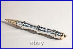 1950 Bamboo Cartier Design Ballpoint Pen 925 Silver & Gold, Old Mechanics