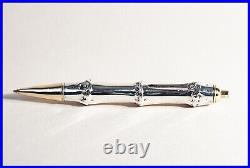 1950 Bamboo Cartier Design Ballpoint Pen 925 Silver & Gold, Old Mechanics