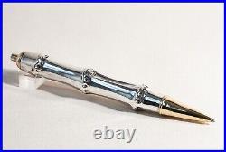 1950 Bamboo Cartier Design Ballpoint Pen 925 Silver & Gold, Old Mechanics