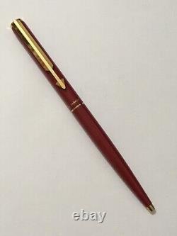 1986 Parker Arrow Red Marble Laque Gold Trim Ballpoint Pen-france-superb