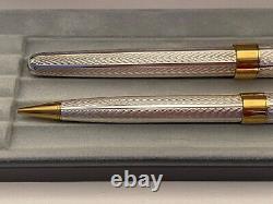 1994 Parker Sonnet Fougere sterling silver pen & pencil set, boxes, BNIB / NOS