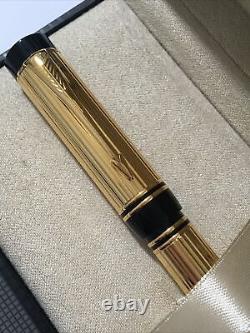 1996 Parker Duofold Godron Gold Plated Gt Rollerball Pen-boxed-superb