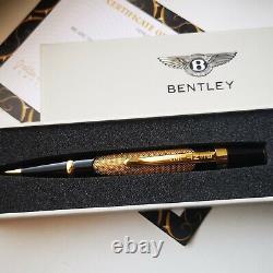 24ct Gold Plated Bentley Ballpoint Writing Pen Black Gift Free Ink 24K Gift Box