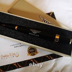 24ct Gold Plated Bentley Ballpoint Writing Pen Black Gift Free Ink 24K Gift Box
