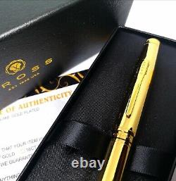 24k Gold Plated Shiny Cross Coventry Twist Ball Point Writing Pen Black Ink