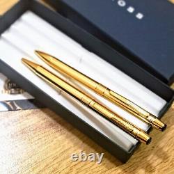 24k Gold Plated Shiny Cross Executive Ball Point Writing Pen & Pencil Set Gift