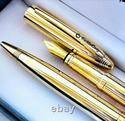 24k Gold Plated Shiny Franklin Covey Fountain Ballpoint Writing Pen Set Gift Box