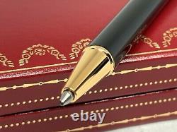 Auth CARTIER Must de II Lacquer Gold-Plated Ballpoint Pen ST150148 w Box & Case