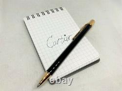 Auth CARTIER Must de II Lacquer Gold-Plated Ballpoint Pen ST150148 w Box & Case