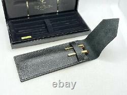 Auth YVES SAINT LAURENT YSL Ballpoint Pen & Mechanical Pencil Set w Leather Case