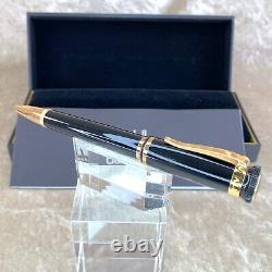 Authentic Alfred Dunhill Ballpoint Sentryman Black Resin Gold Trim withCase&Card