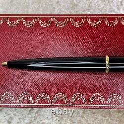 Authentic Cartier Ballpoint Pen Diabolo Black Resin 18k Gold Plated withBox&Papers