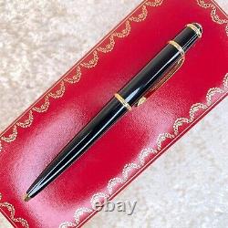 Authentic Cartier Ballpoint Pen Diabolo Black Resin Gold Finished Trim withBox