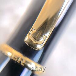 Authentic Cartier Ballpoint Pen Diabolo Black Resin Gold Finished Trim withBox