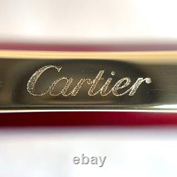 Authentic Cartier Ballpoint Pen Santos Bordeaux Lacquer Gold Plate with Case