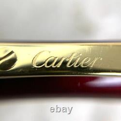 Authentic Cartier Ballpoint Pen Santos Bordeaux Lacquer Gold Plated withBox&Papers