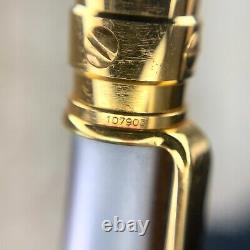 Authentic Cartier Ballpoint Pen Santos Chrome Silver Gold Trim with Case & Papers