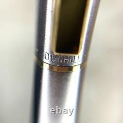 Authentic Dunhill Ballpoint Pen Gemline Brushed Silver Gold Clip
