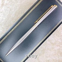 Authentic Dunhill Ballpoint Pen Gemline Grey Metal Gold Finish with Case & Papers