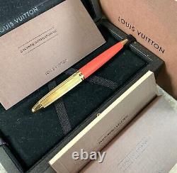 Authentic Spirit of Louis Vuitton Ballpoint Pen Pink Leather Gold withCase&Papers