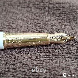 Authentic White & Gold Montblanc Fountain Pen Preowned, Openbox & Serial Number