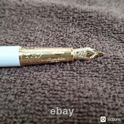 Authentic White & Gold Montblanc Fountain Pen Preowned, Openbox & Serial Number