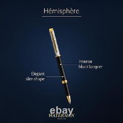 BNIB Waterman Hémisphère Rollerball pen Metal & Black Lacquer with Gold trim