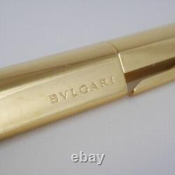 BVLGARI ECCENTRIC Gold Plated Ballpoint Pen with Case used FREE SHIPPING