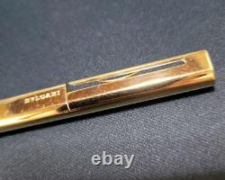BVLGARI Gold Ballpoint Pen twisted mechanism black ink with Bvlgari pen pouch
