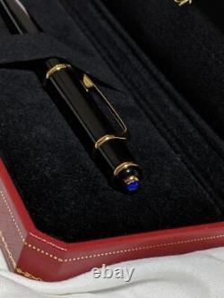 CARTIER Ballpoint Pen Black x Gold Unused Free Shipping From Japan