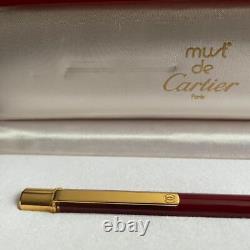 CARTIER Ballpoint pen must Bordeaux x Gold with Case & Papers