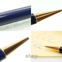 CARTIER Blue Lacquer Ballpoint pen Marble pattern Gold Twist pen with Box