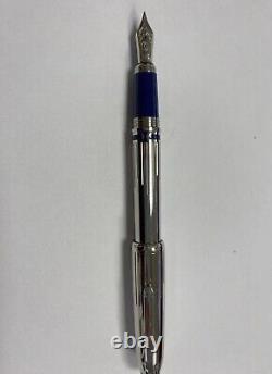 CARTIER Louis Cartier Dandy Platinum & Blue Fountain Pen. RARE 0489/1847