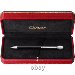 Cartier Ballpoint Pen Santos de Cartier Black Silver Palladium Gold Finish withBox