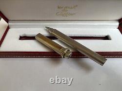 Cartier Ballpoint Pen Vendome Trinity Brushed Silver Gold Clip