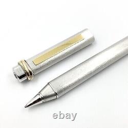 Cartier Ballpoint Pen Vendome Trinity Brushed Silver Gold Clip