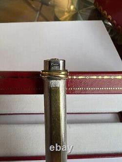 Cartier Ballpoint Pen Vendome Trinity Brushed Silver Gold Clip