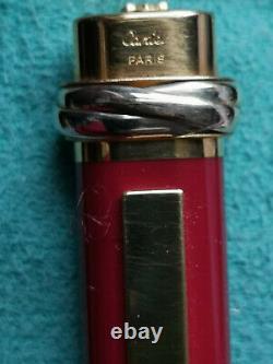 Cartier Ballpoint Pen in own cartier box, Bordeaux Red and Golden, L13.7cm, Used