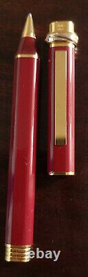 Cartier Ballpoint Pen in own cartier box, Bordeaux Red and Golden, L13.7cm, Used