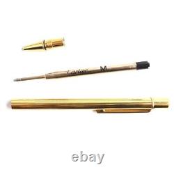 Cartier Ballpoint Pen must? 18k Gold Plated Godron No Case & Papers Used Japan