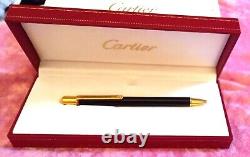 Cartier Beautiful Must De Ballpoint Pen Blk/gold New X Diplay Model Now 50% Off