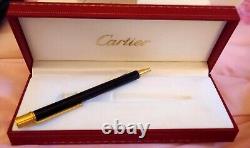 Cartier Beautiful Must De Ballpoint Pen Blk/gold With Box-superb Big Name