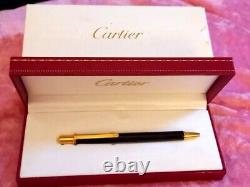 Cartier Beautiful Must De Ballpoint Pen Blk/gold With Box-superb Big Name