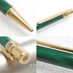 Cartier Green Marble x Gold GP Twisted Ballpoint Pen F Size 135mm black Ink