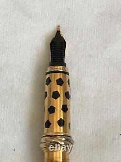 Cartier Panthere Black/Gold Plated Fountain Pen, 18K M Nib- Excellent