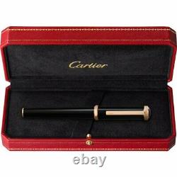 Cartier Santos-Dumont Ballpoint Pen Black Composite Body & Cap Pink Gold Finish