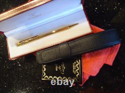 Cartier TRINITY Ballpoint Pen & Leather Case Godron Gold Plated Cased