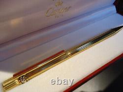 Cartier TRINITY Ballpoint Pen & Leather Case Godron Gold Plated Cased