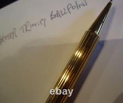 Cartier TRINITY Ballpoint Pen & Leather Case Godron Gold Plated Cased