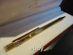 Cartier TRINITY Ballpoint Pen & Leather Case Godron Gold Plated Cased